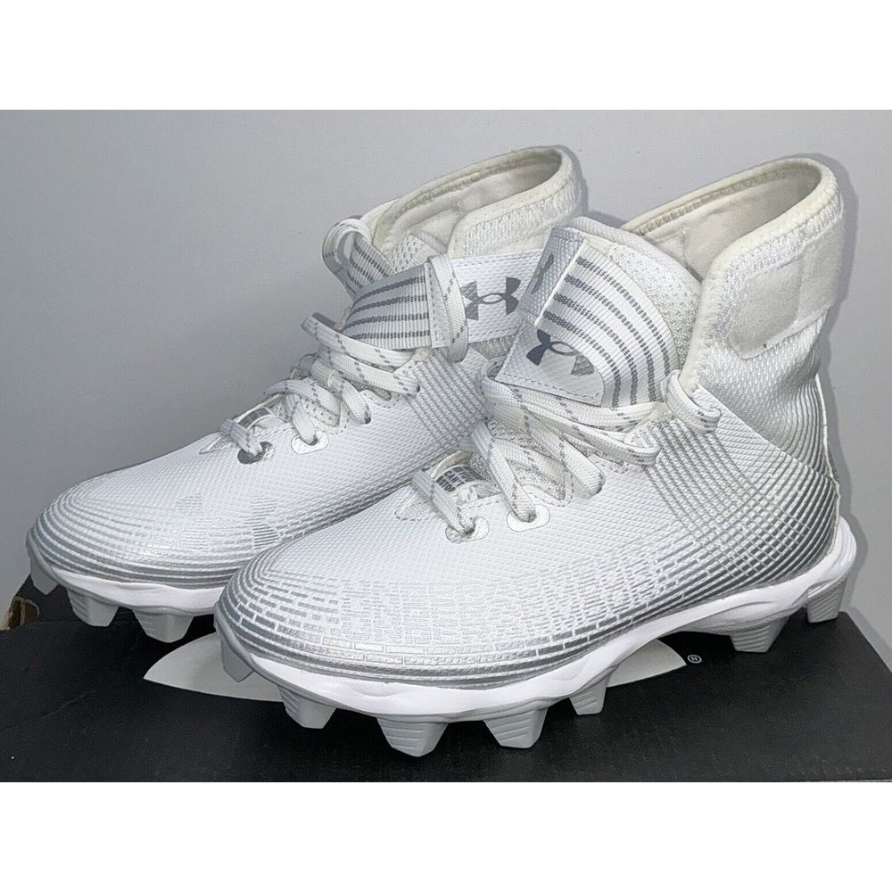 Under Armour White & Gray Kids Cleats Sneakers *Never Worn*